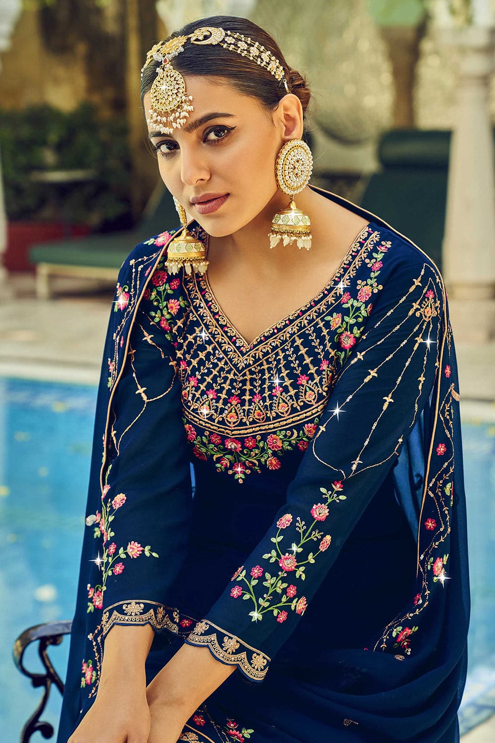 navy blue sharara dress Buy Blue Sharara Suits & Sets Online