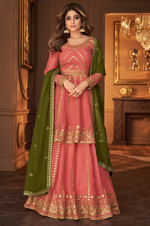 Poly Embroidered Anarkali Suit (Pink) in Delhi at best price by Lifestyle -  Justdial