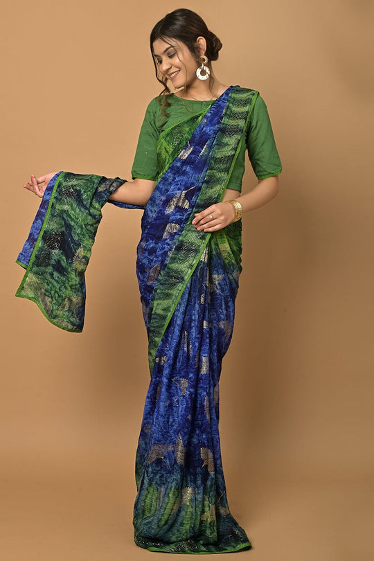 blue silk saree