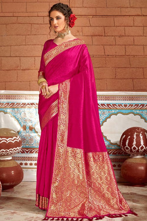 Azelea Pink Silk Saree