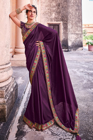 Berry Purple Silk Saree