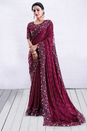 Boysenberry Purple Silk Saree