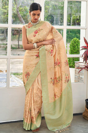 Bright Beige Silk Saree