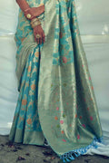 blue silk saree