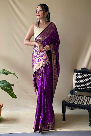 Byzantine Purple Silk saree