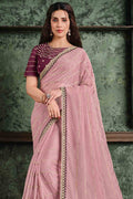 pink silk saree