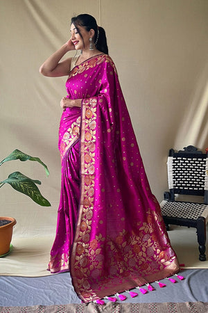 Cornflower Pink Silk Saree