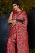 red silk saree