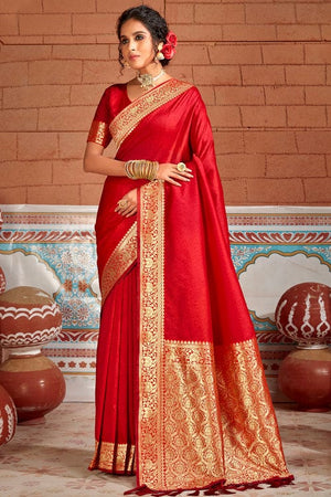 Crimson Red Silk Saree