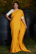 yellow silk saree