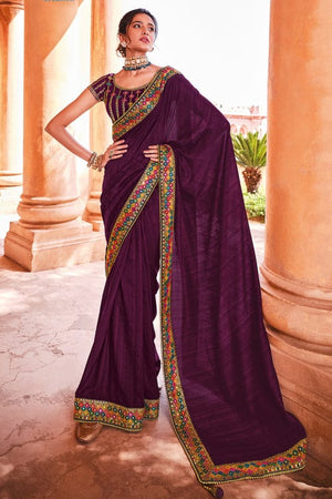 Dark Purple Silk Saree