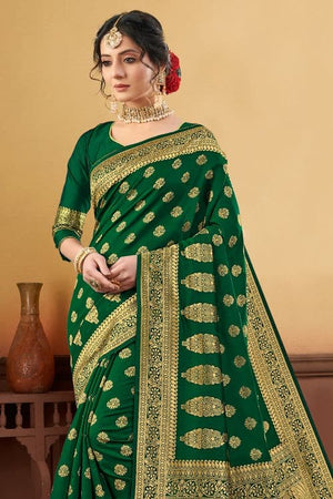 green silk saree
