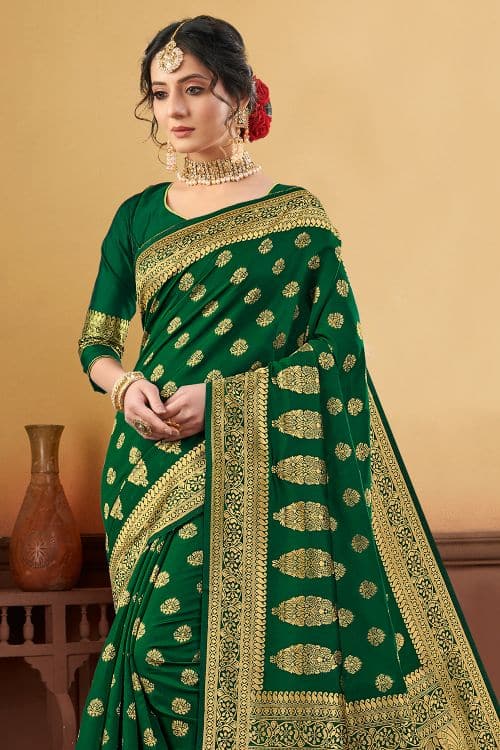 green silk saree