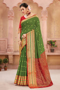 green silk saree