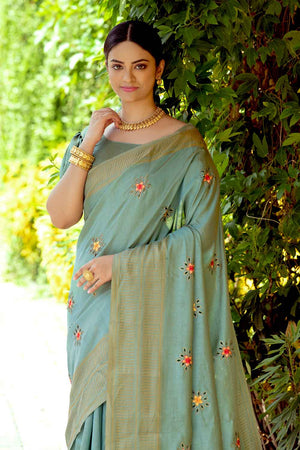 Fern Green Soft Silk Saree