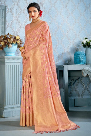 Flamingo Pink Silk Saree