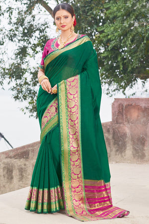 Forest Green Silk Saree