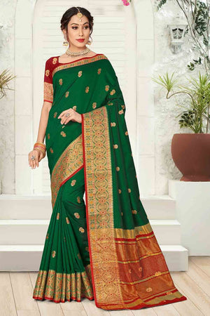 Forest Green Silk Saree