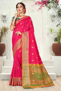 pink silk saree