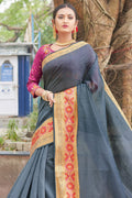 grey silk saree