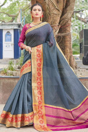 Gray Silk Saree