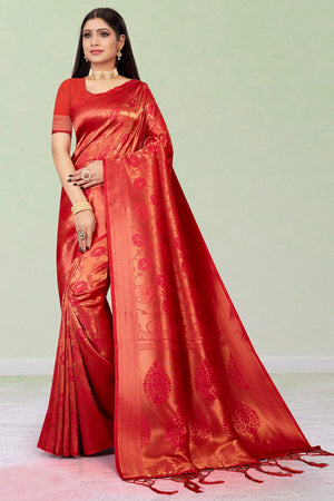 Imperial Red Silk Saree