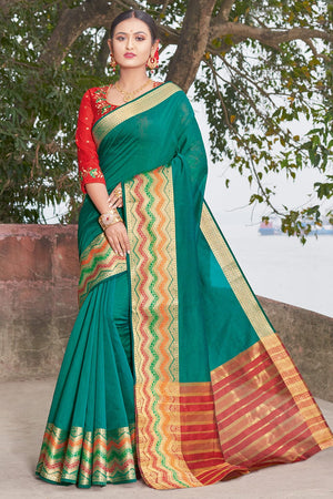 green silk saree