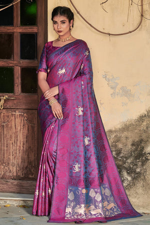 purple silk saree