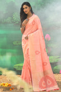 peach silk saree