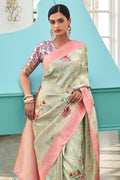 Pearlesent Green Silk Saree