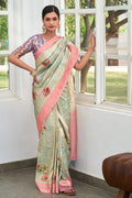 Pearlesent Green Silk Saree