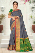 grey silk saree