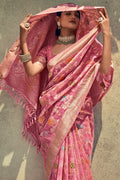 pink silk saree