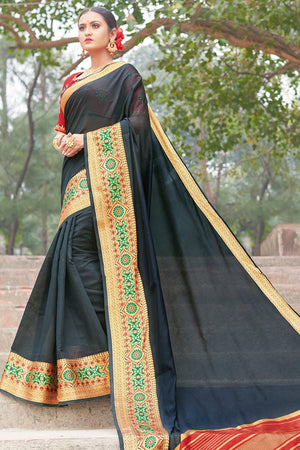 Raven Black Silk Saree