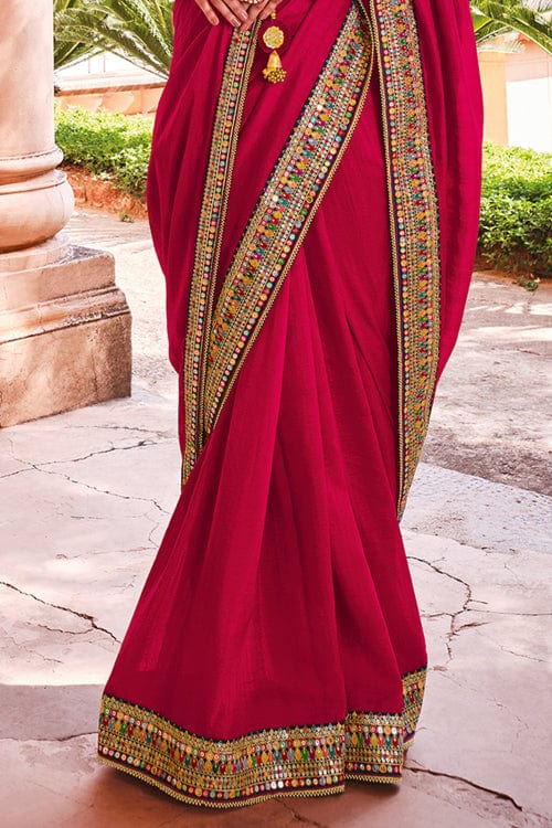 red silk saree