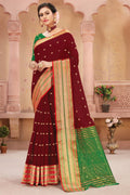 maroon silk saree