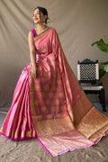 pink silk saree