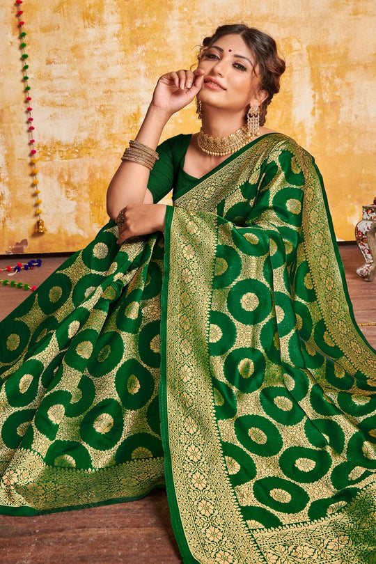 green silk saree