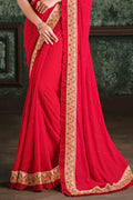 plain red saree