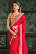 red designer saree