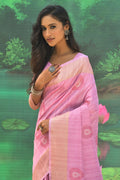 pink silk saree