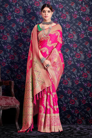 Vibrant Pink Silk Saree