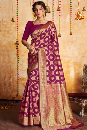 Violet Silk Saree