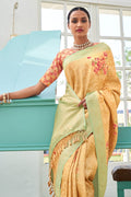 yellow silk saree