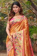 Shimmer Orange Paithani Saree