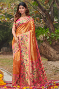 Shimmer Orange Paithani Saree