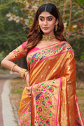 Shimmer Orange Paithani Saree