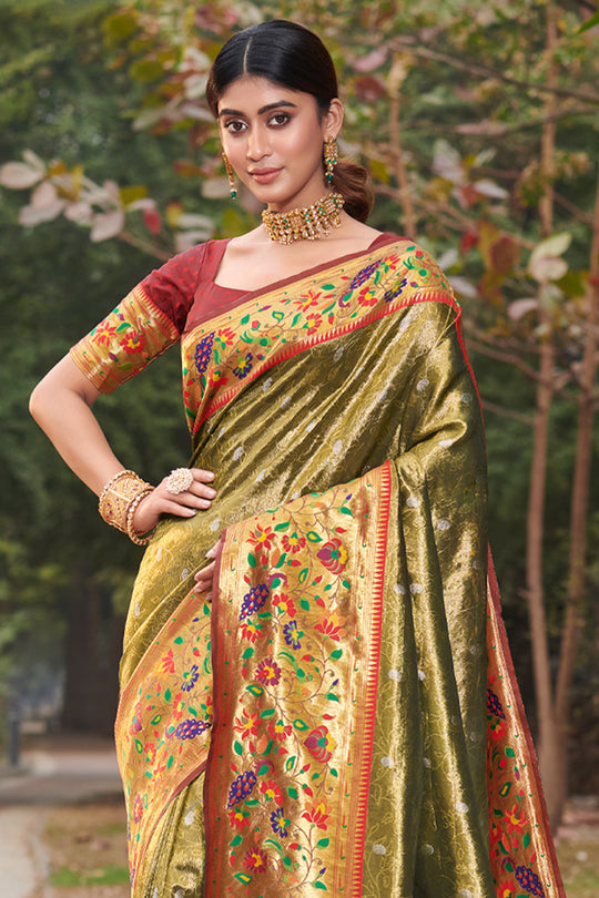 Fern Green Paithani Saree