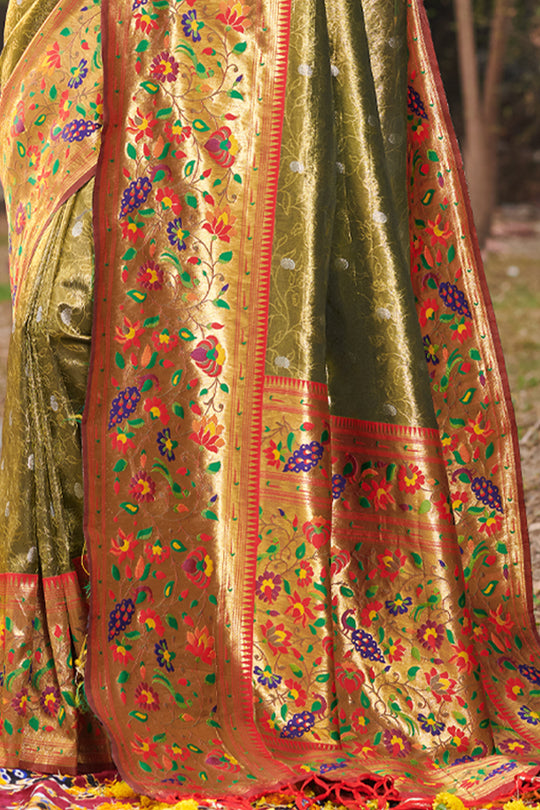 Fern Green Paithani Saree