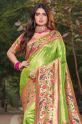 Lime Green Paithani Saree